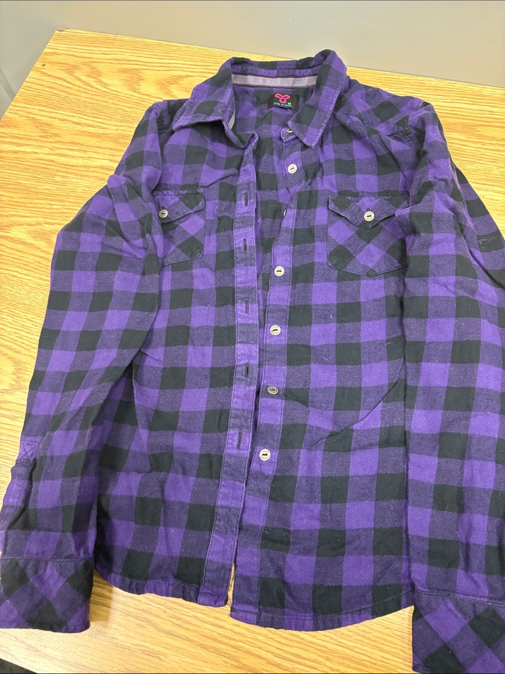 TNA Purple and Black Plaid Ladies Button-Up Shirt